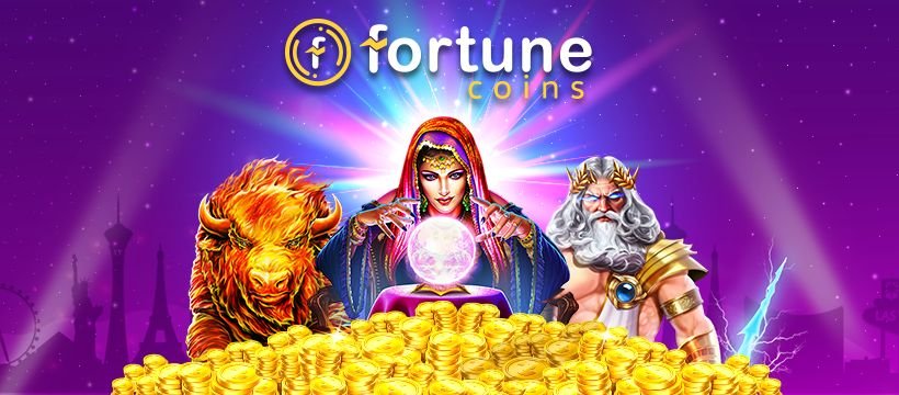 A vibrant slot machine featuring fortune coins, three playful characters, and a mystical crystal ball