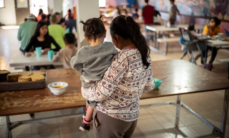 Photo: Migrants and Asylum Seekers Wait in Line To Receive Lunch at the House of Mercy and all Nations Migrant Shelter, In Nogales, Sonora, Mexico, Feb. 23, 2025.